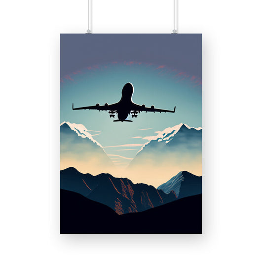Airplane over Mountains Poster