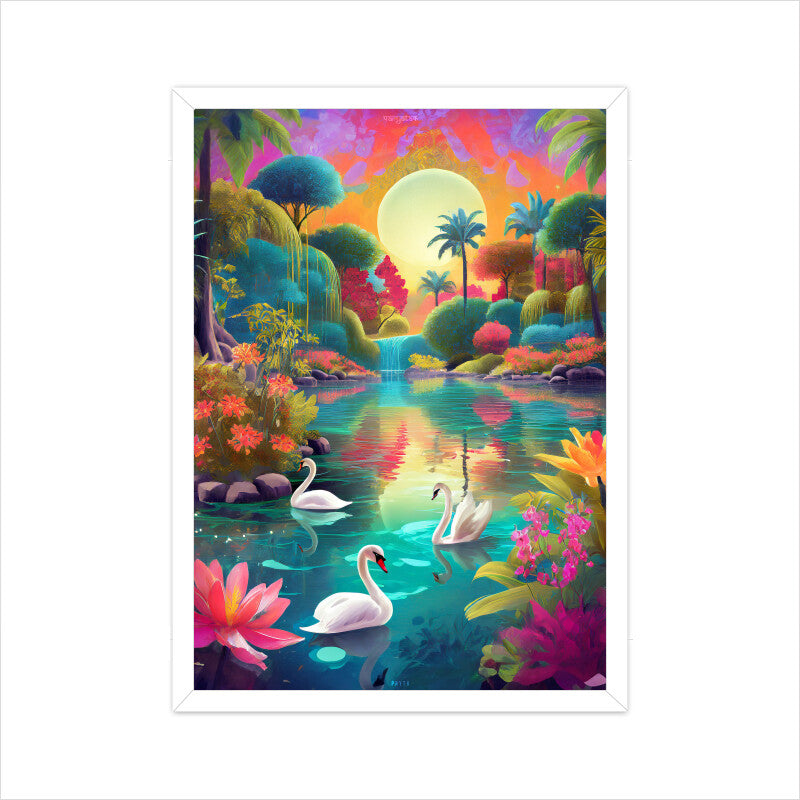 Swans Magic Garden Poster