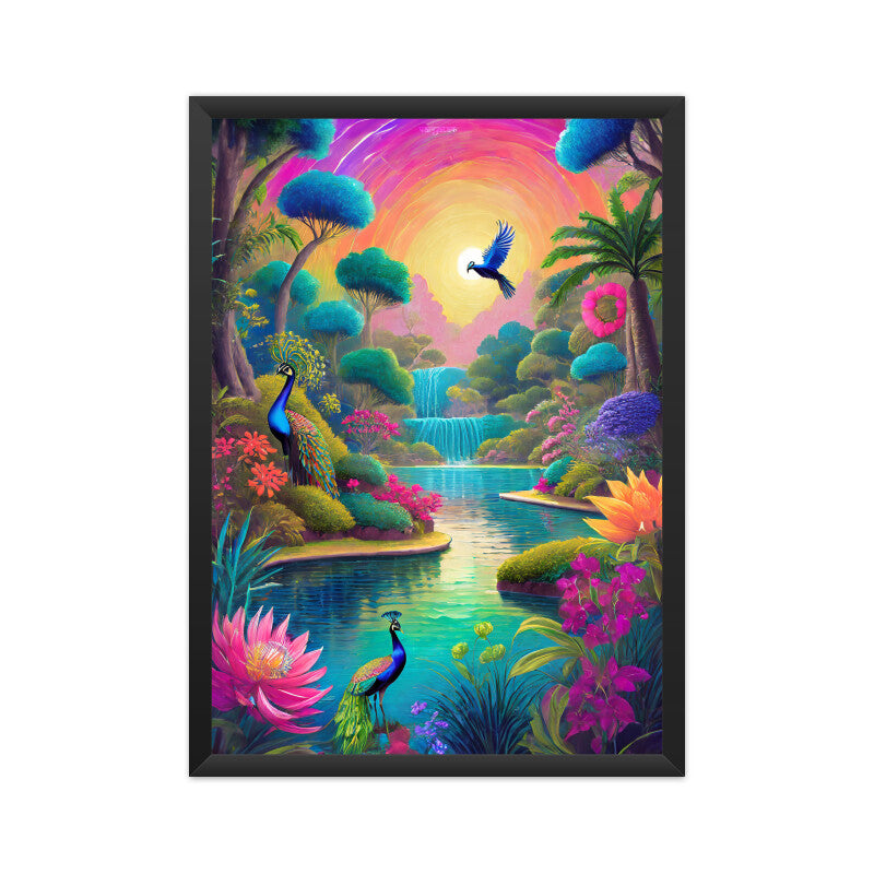 Peacocks Magic Lake Poster