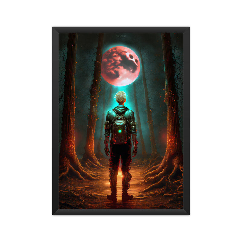 Future Time Traveler in Dark Forest Poster