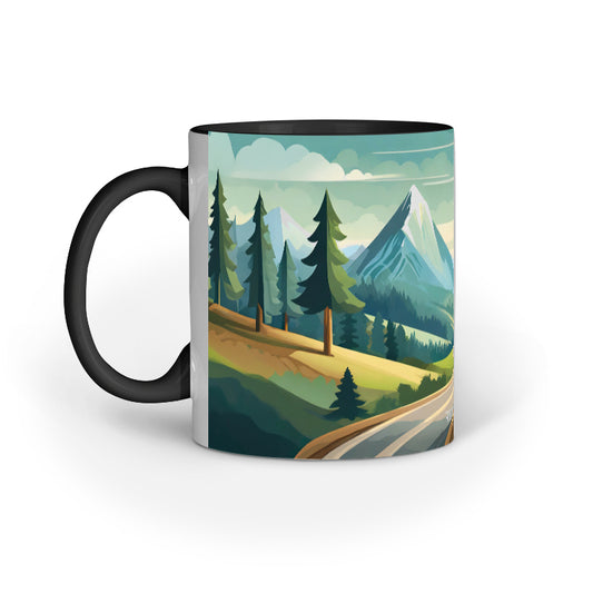 Mountains With Winding Road Printed Mug