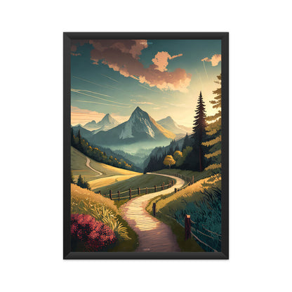 Fenced Path in Mountains Poster