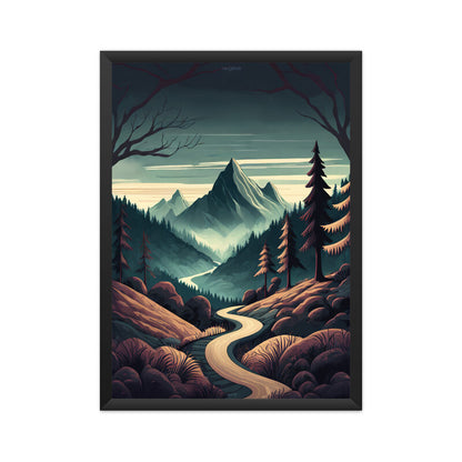 Pathway in Dark Mountains Poster