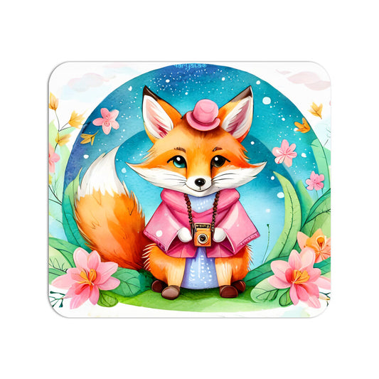 Cute Japanese Fox Traveler Mouse Pad