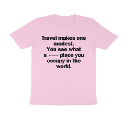 Travel makes one modest... Black Text Men's T-shirt