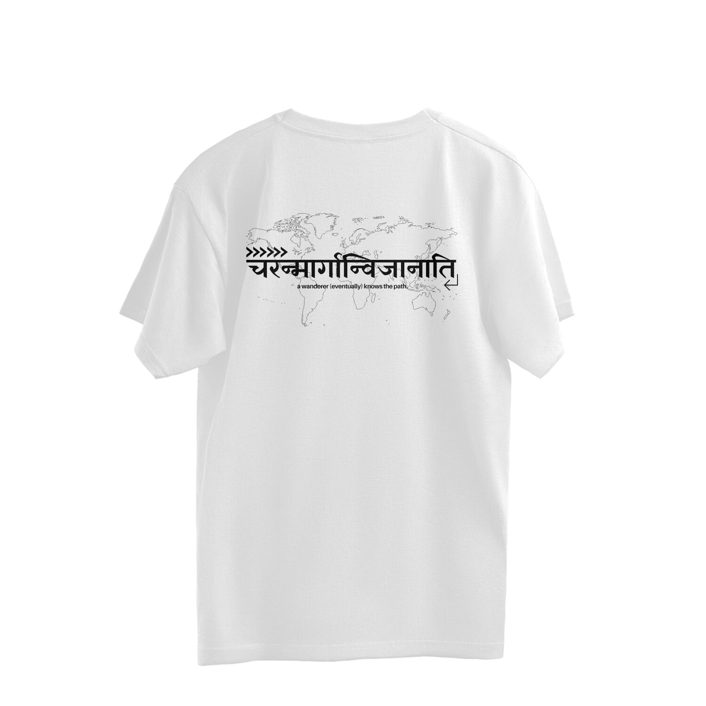 Charanmarganvijanati Black World Map Overhalf T-shirt