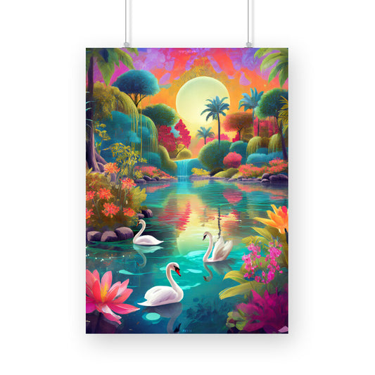 Swans Magic Garden Poster