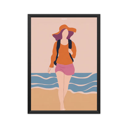 Backpacker Walking on the Beach Poster