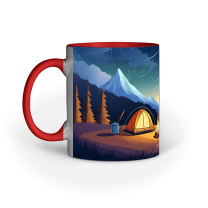 Night Camping with Campfire Printed Mug