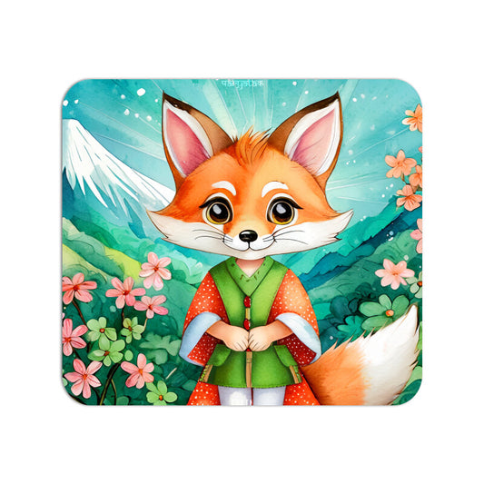 Cute Japanese Fox Mouse Pad