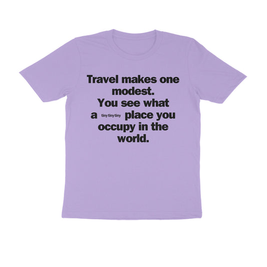 Travel makes one modest... Black Text Men's T-shirt